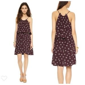 Madewell Dreamdrift Maroon Palm Tree Overlay Dress 10 Tropical Beachy Vacation‎